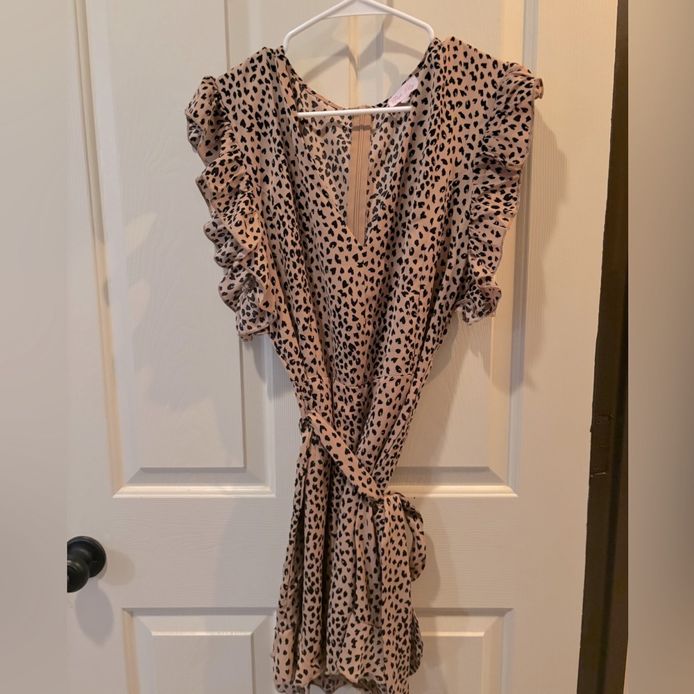 Pink Lily Leopard Print Romper